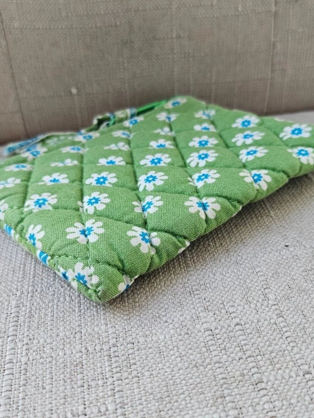 Vera Bradley Women Coin Purse Zip Closure Green Cotton Mini Wallet Made in USA - Picture 3 of 8